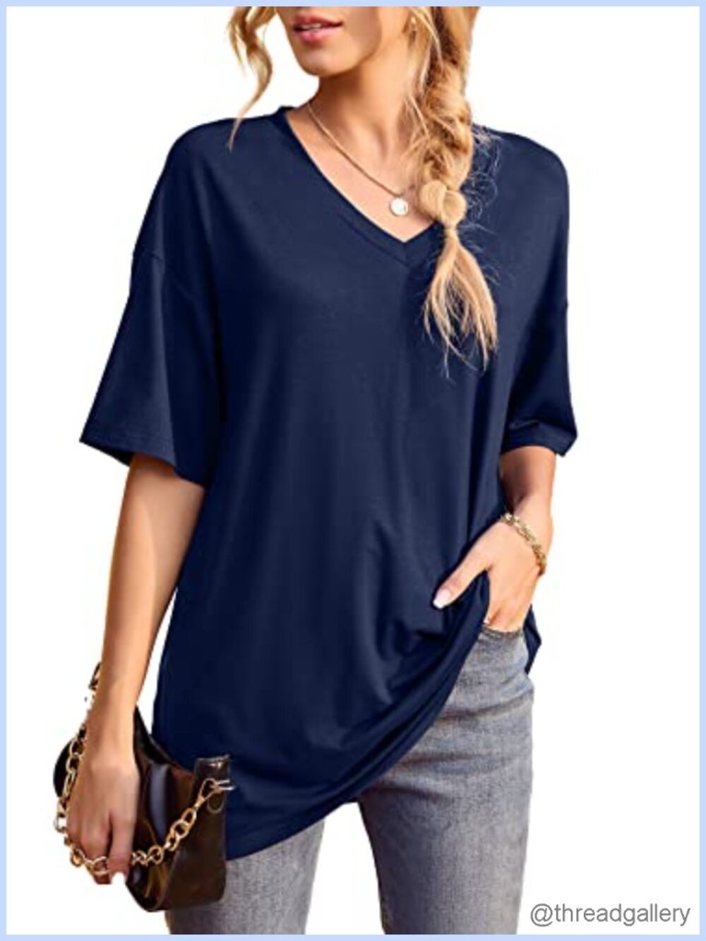 Women's Dolman V-Neck Tunic Tee Short Sleeve Casual Summer Top